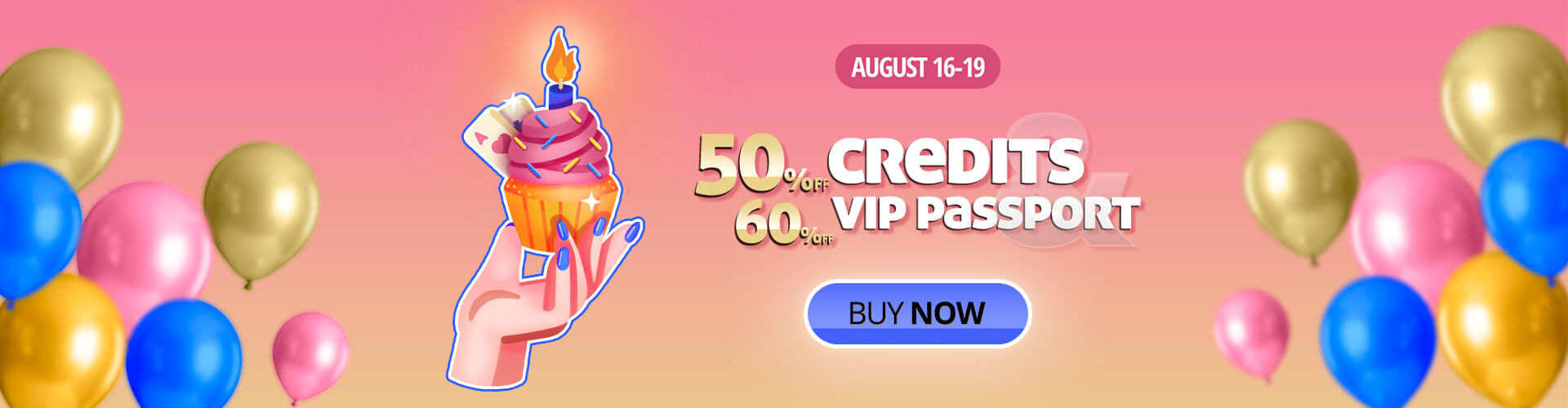 ? Celebrate with 50% off on credits and 60% on vip passes at GameVelvet! ???